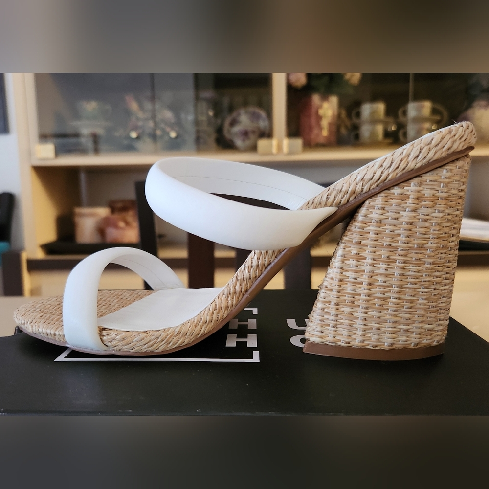 ShuShop Gardenia Wicker Block Heel Slide Sandal - NIB - Picture 2 of 15